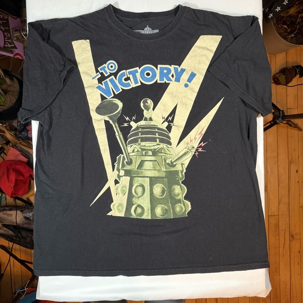 Ripple Junction Dr Who Black Tee with Green and Yellow Graphic